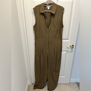 Athleta Brooklyn Wide Leg Jumpsuit, Khaki, 14